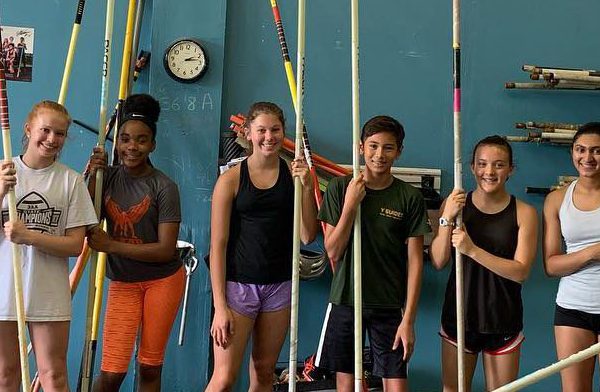 Vaulters at a Beginner's Clinic