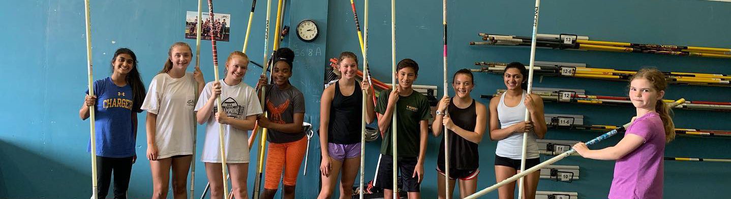 Vaulters at a Beginner's Clinic